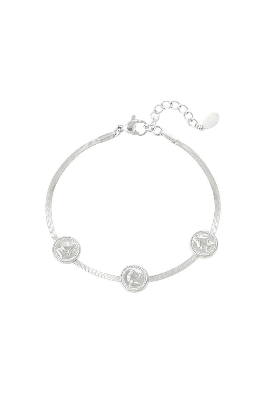 Armband dames zilver drie munten