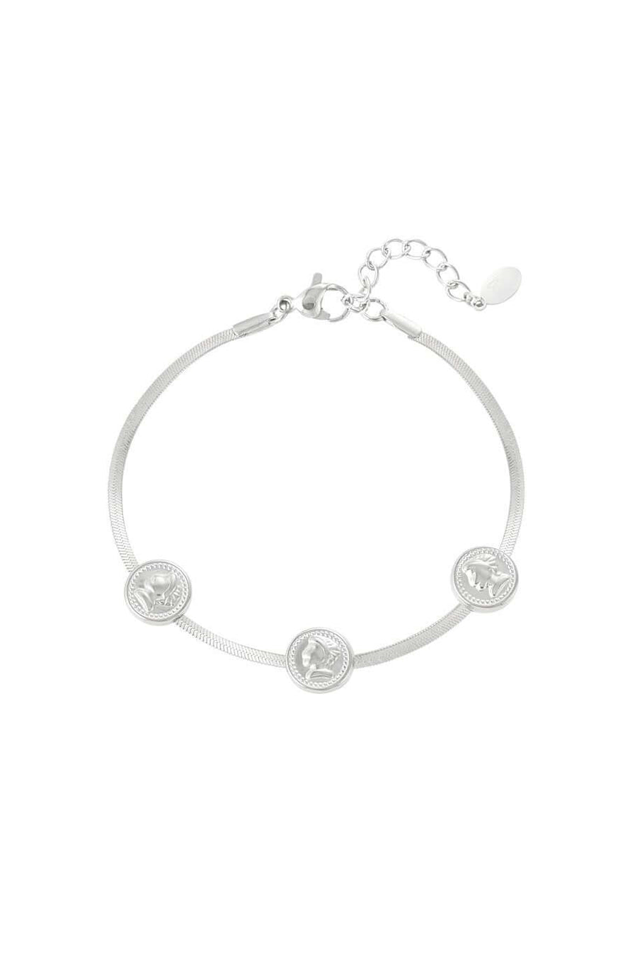 Armband dames zilver drie munten