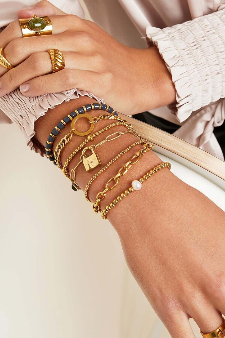 Armband dames zilver schakels en slot model