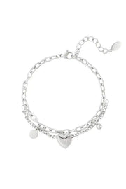 Armband dubbellaags hartje love