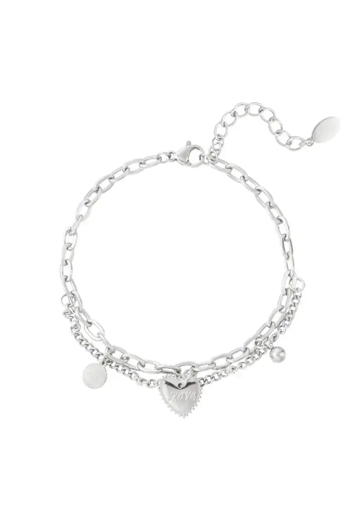 Armband dubbellaags hartje love