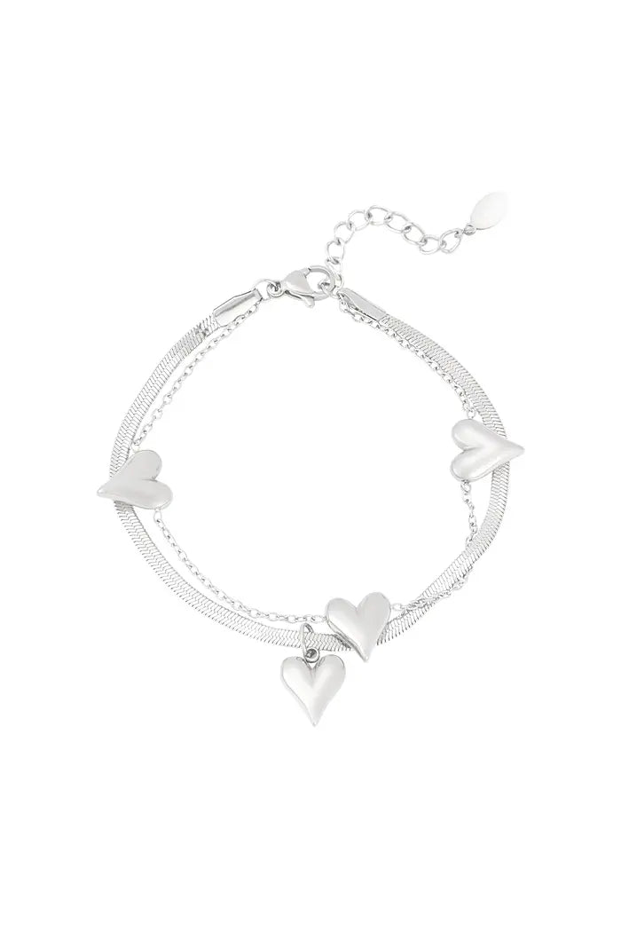 Armband harten en schakels stainless steel zilver