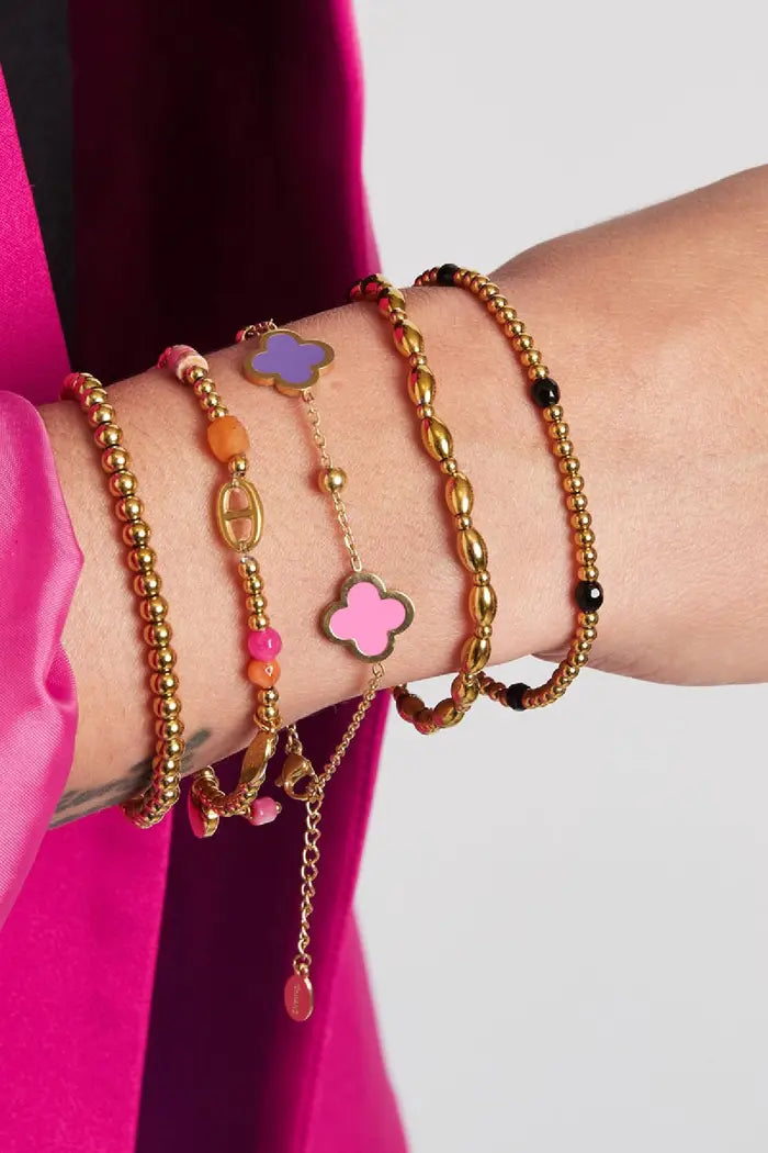 Armband met drie gekleurde klavers model