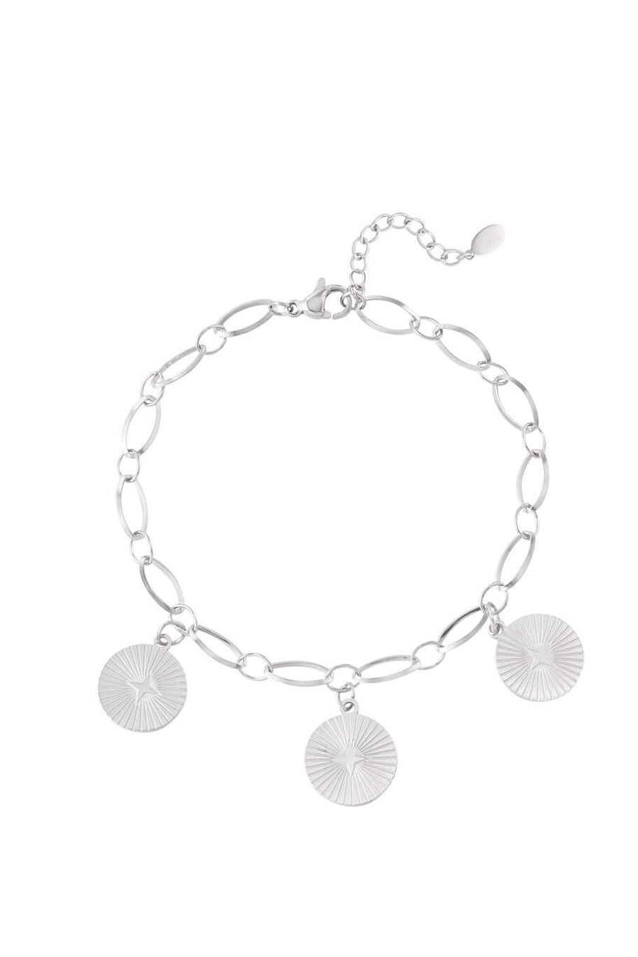 Armband met muntjes zilver stainless steel