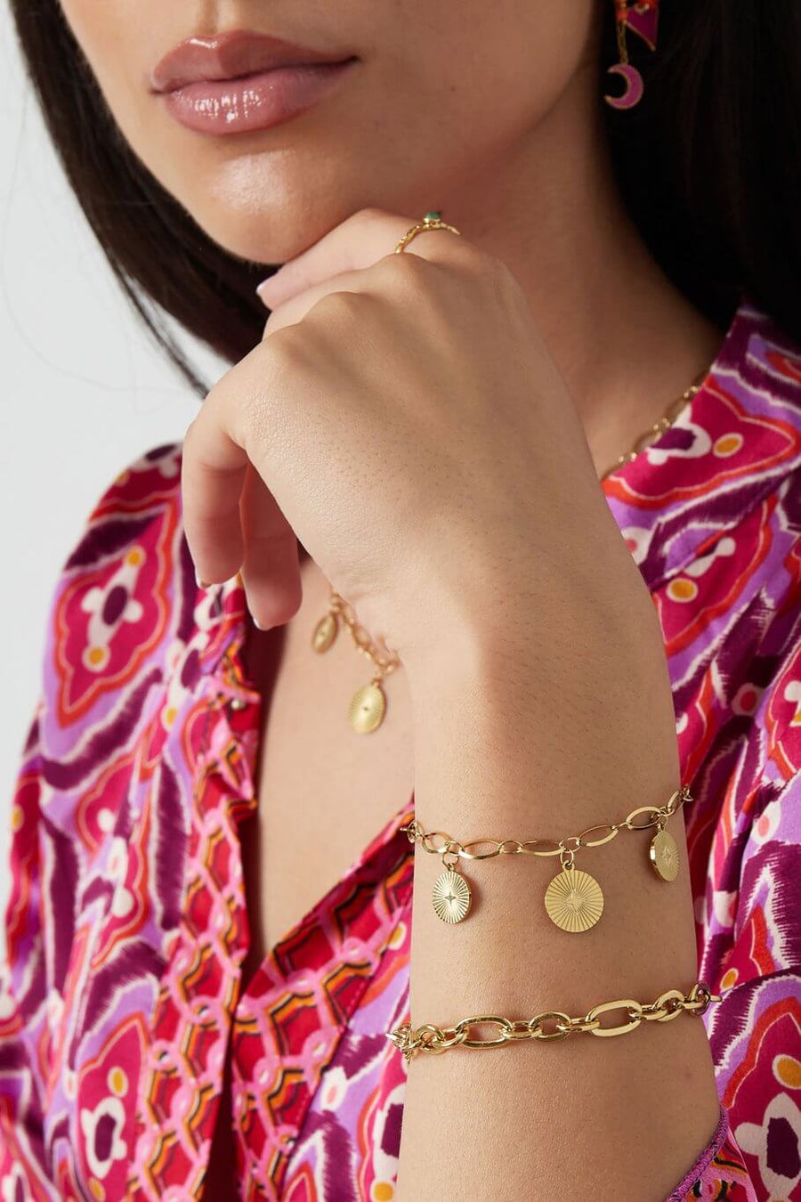 Armband met muntjes zilver stainless steel model