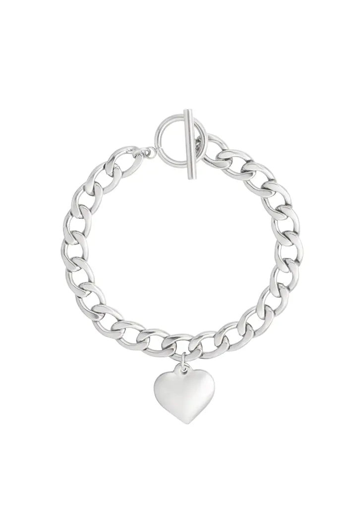 Armband schakels groot met bedel hart