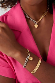 Armband schakels groot met bedel hart model