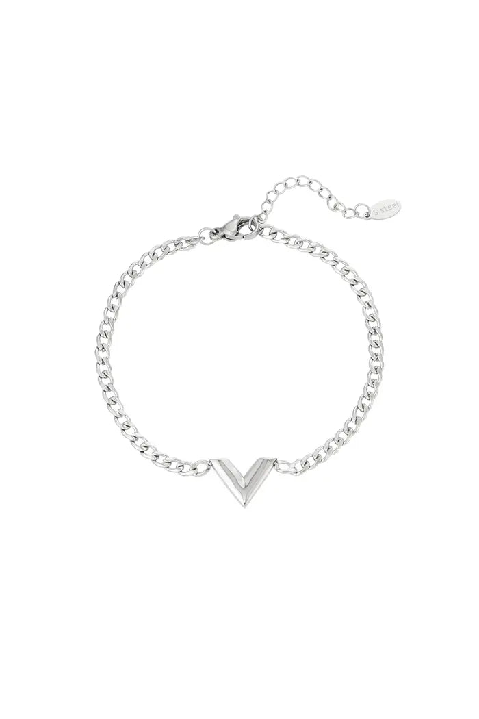 Armband schakels met letter v