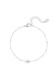 Armband stainless steel met balletjes en bedel zilver