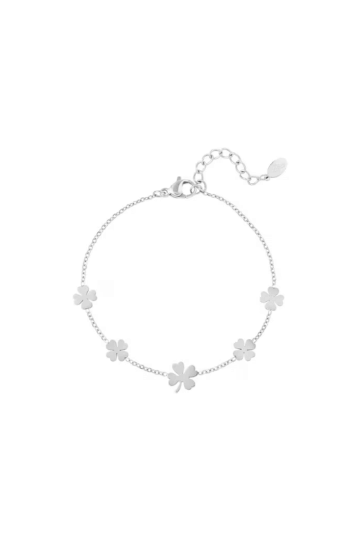 Armband vijf klavertjes zilver