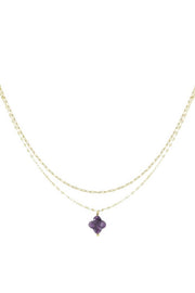 dubbele ketting met paarse hanger