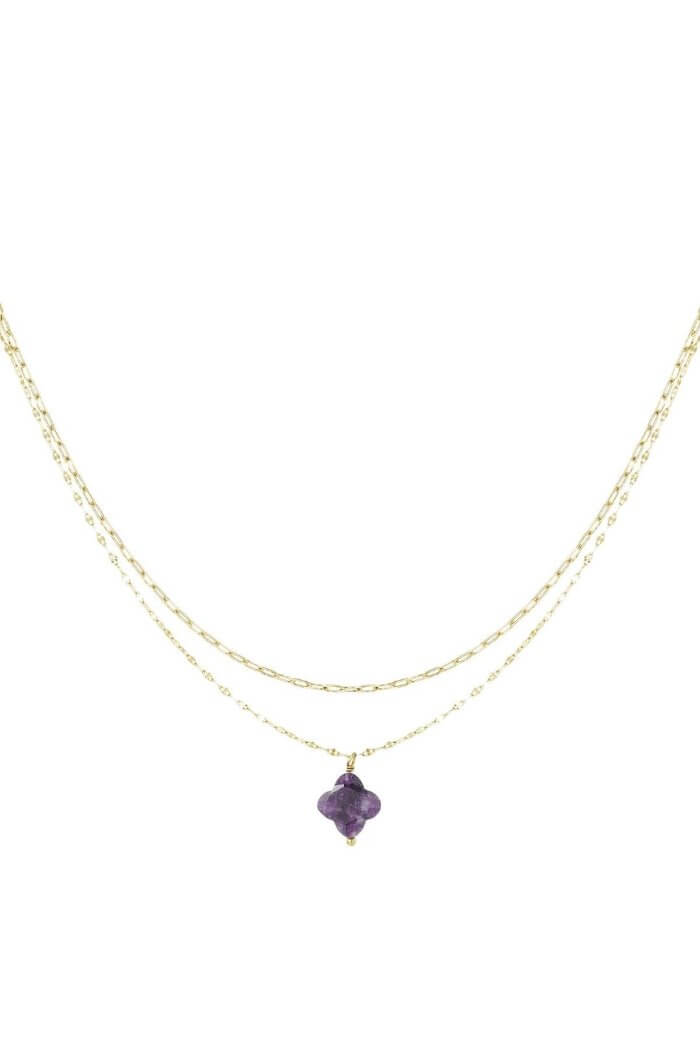 dubbele ketting met paarse hanger