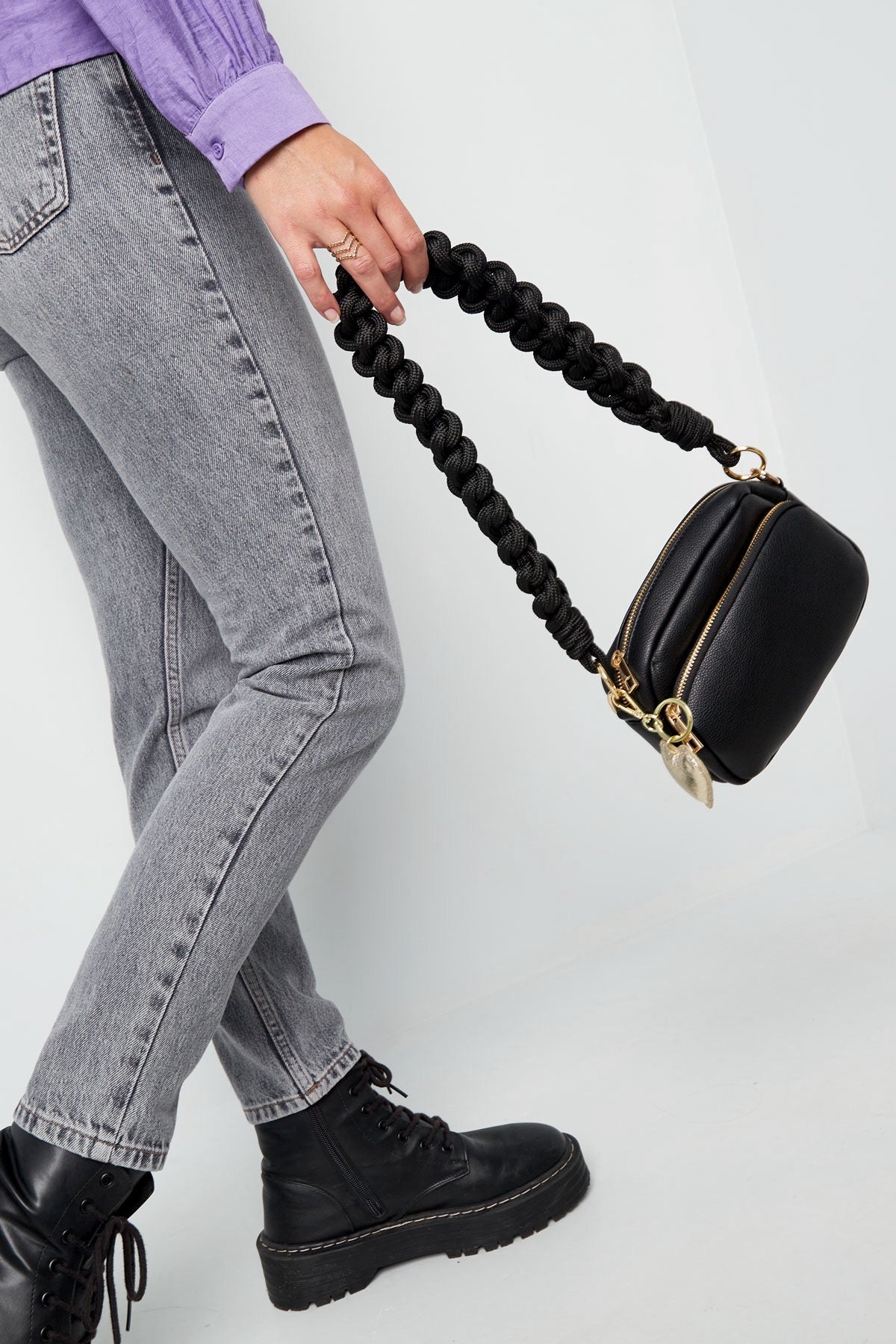 Bagstrap gevlochten paars model