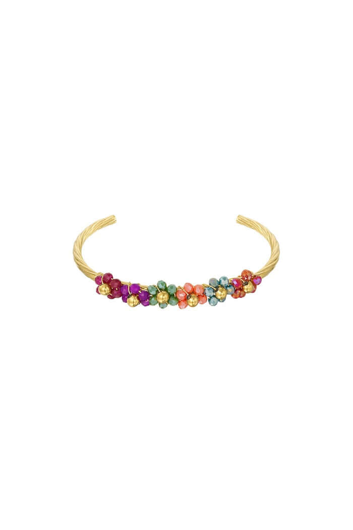 Bangle armband kleurrijke bloemen meerkleurig