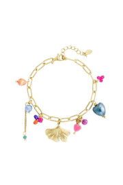 Bedelarmband dames kleurrijk stainless steel