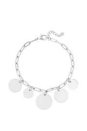 Bedelarmband zilver met muntjes stainless steel