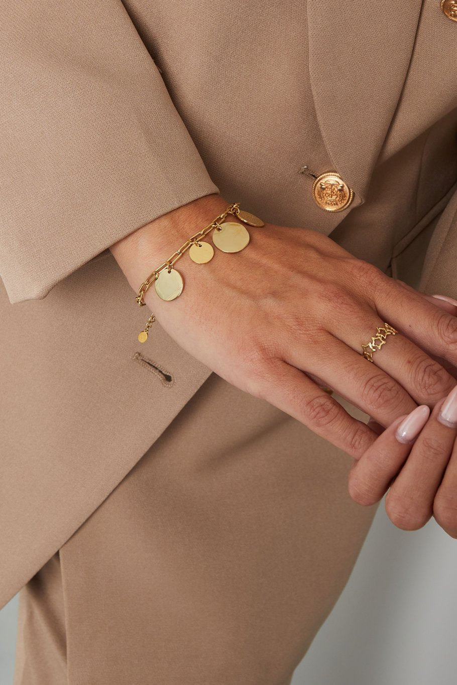 Bedelarmband zilver met muntjes stainless steel model