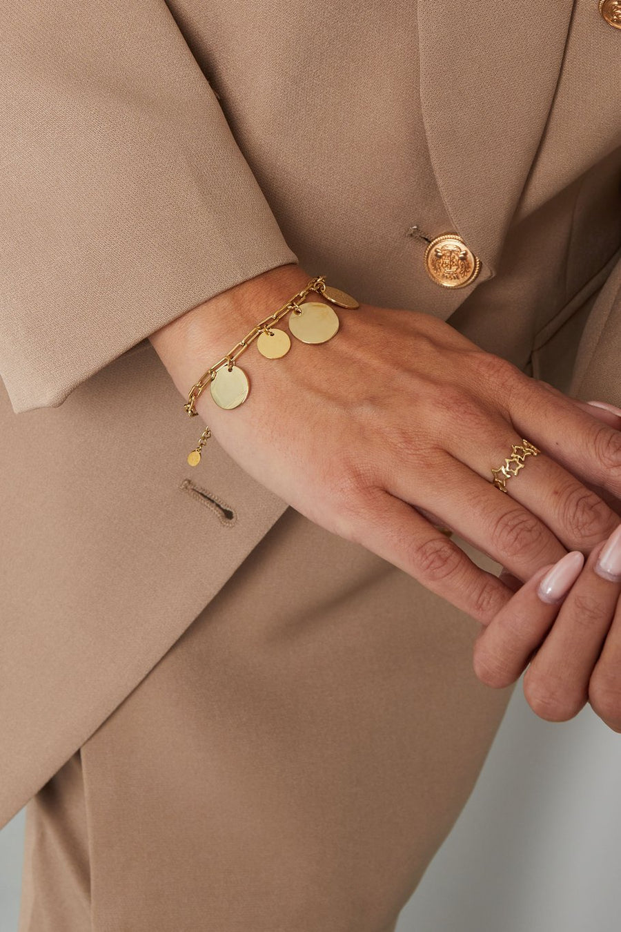 Bedelarmband zilver met muntjes stainless steel model