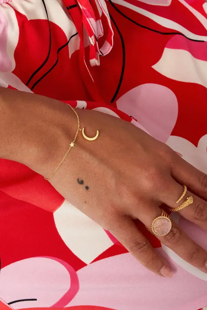 Bedelarmbandje maan en ster stainless steel model