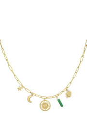 Bedelketting goud zon stainless steel