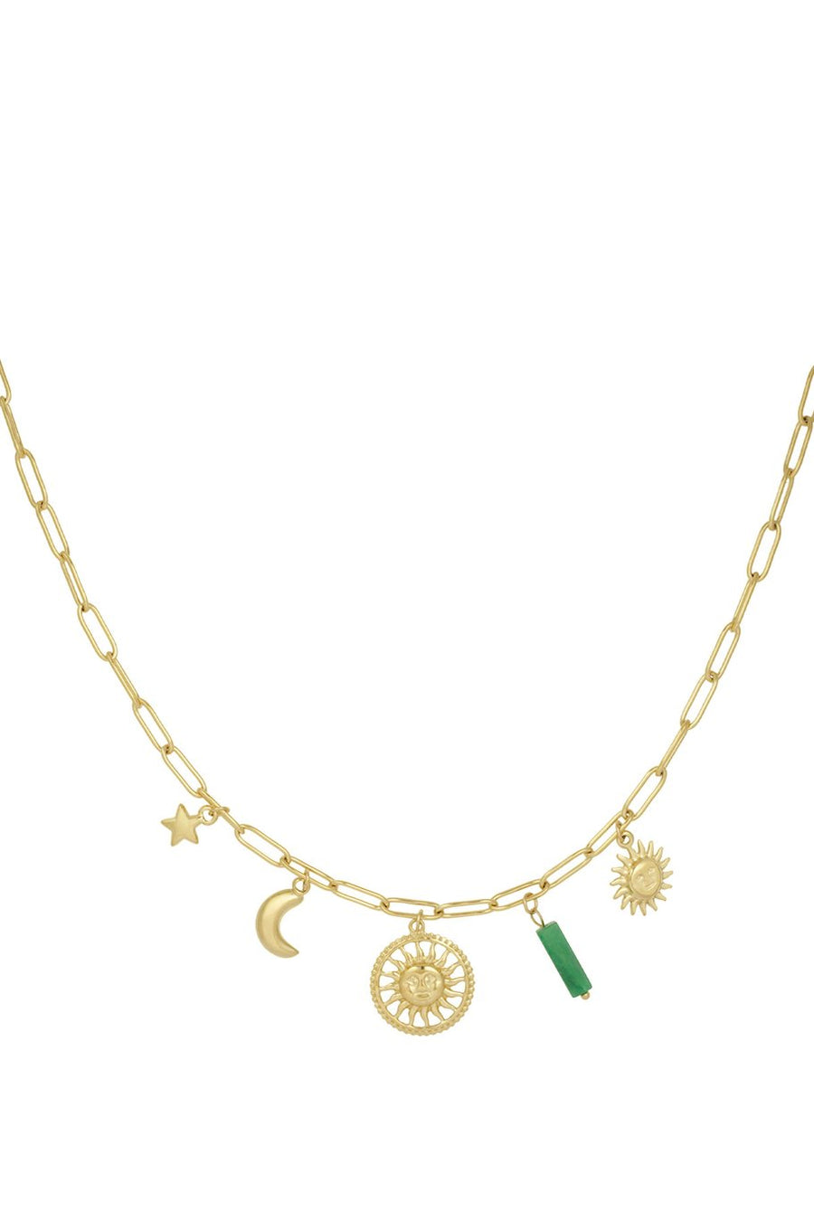 Bedelketting goud zon stainless steel