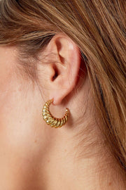 Croissant oorbellen rond stainless steel model2