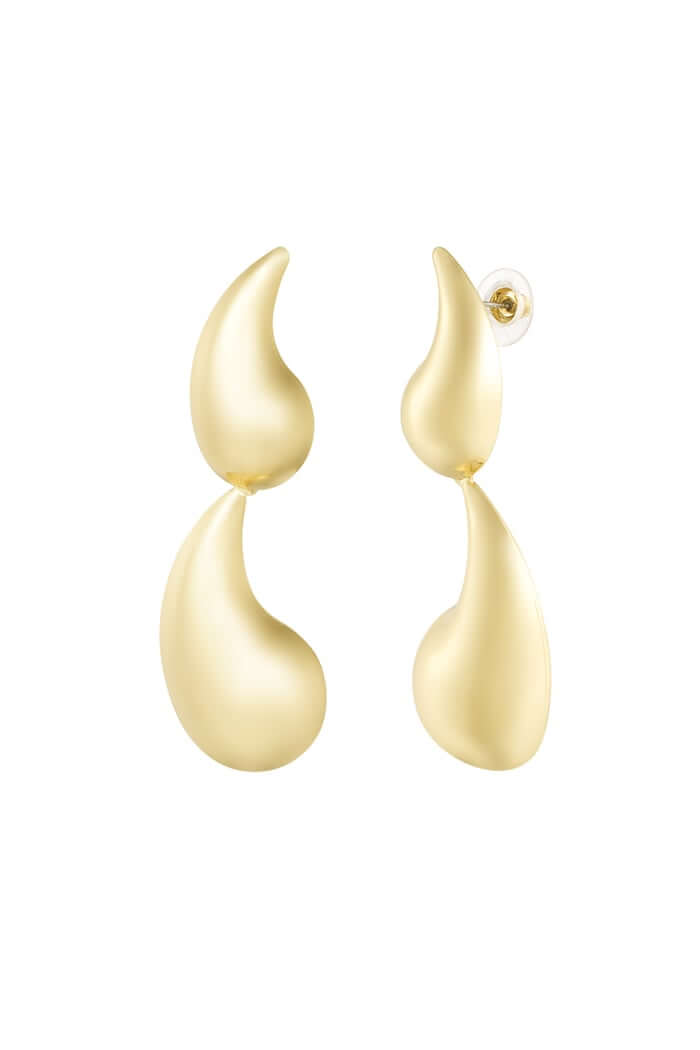 Druppel oorbellen dubbel goud
