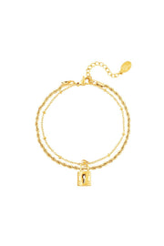 Dubbele armband met hanger slotje