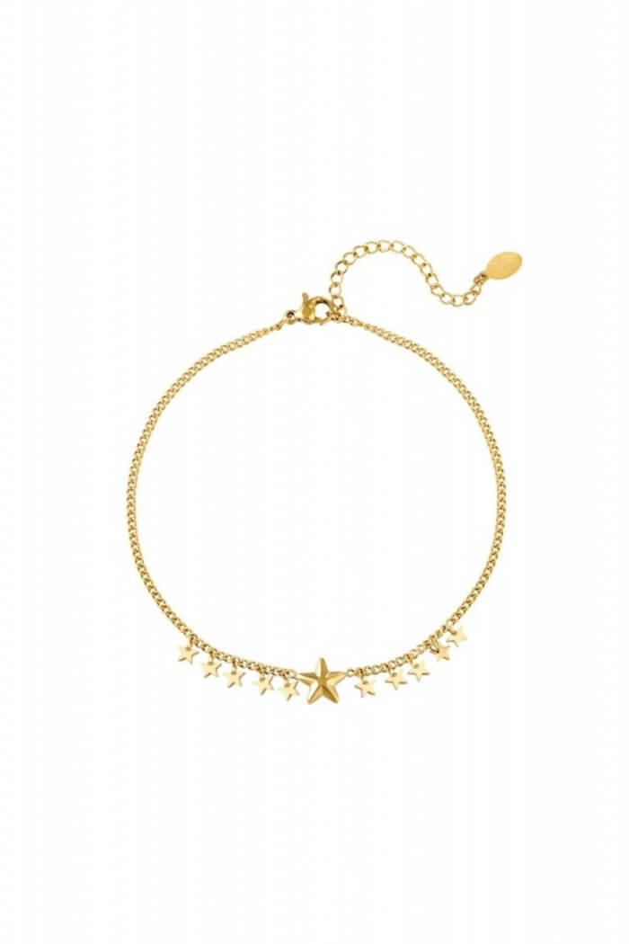 Enkelbandje met kleine en een grote sterren