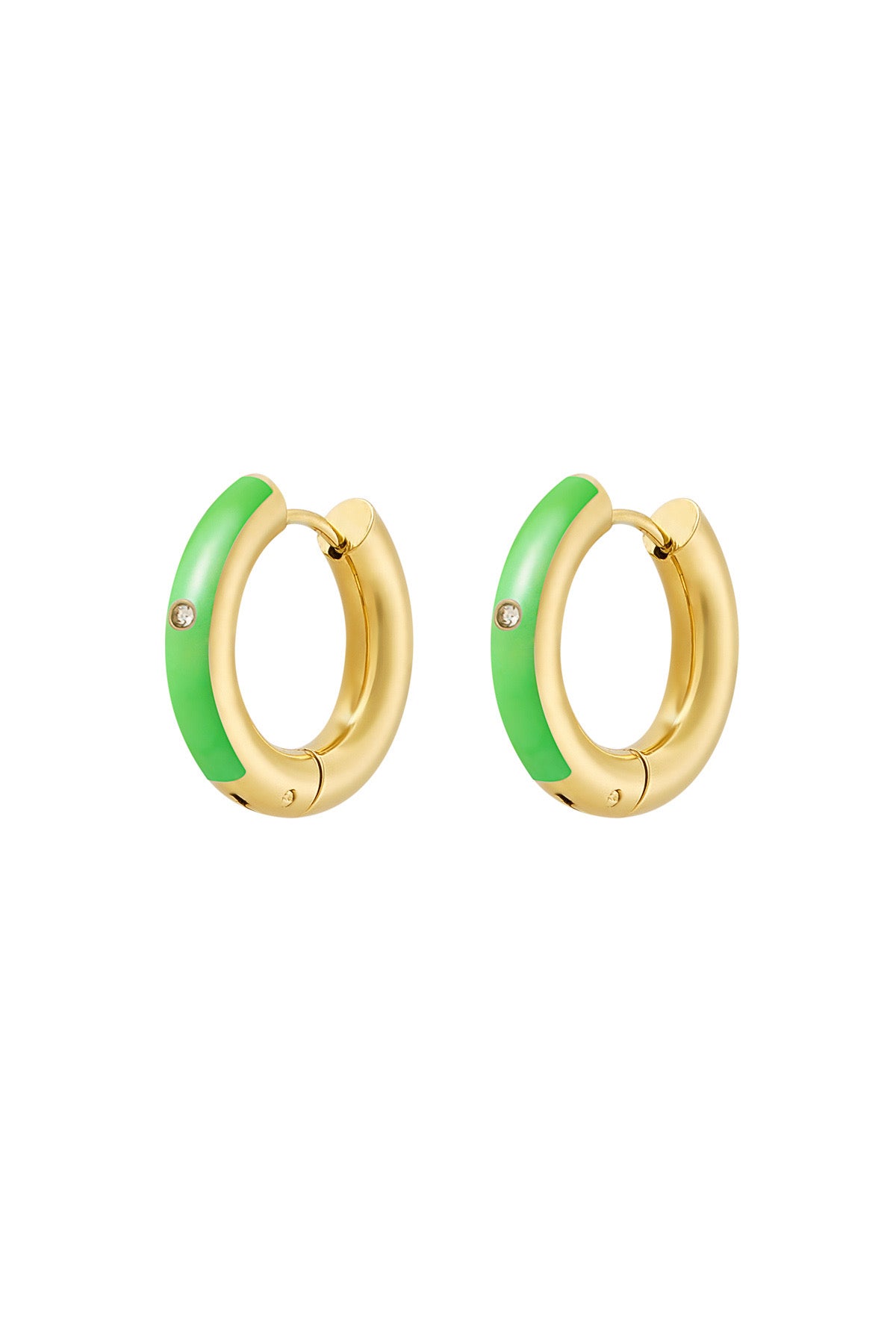 Oorbellen rond goud en groen