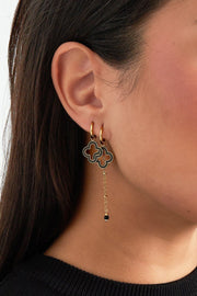 Goudkleurige oorbellen dames paars klaver vier van stainless steel model