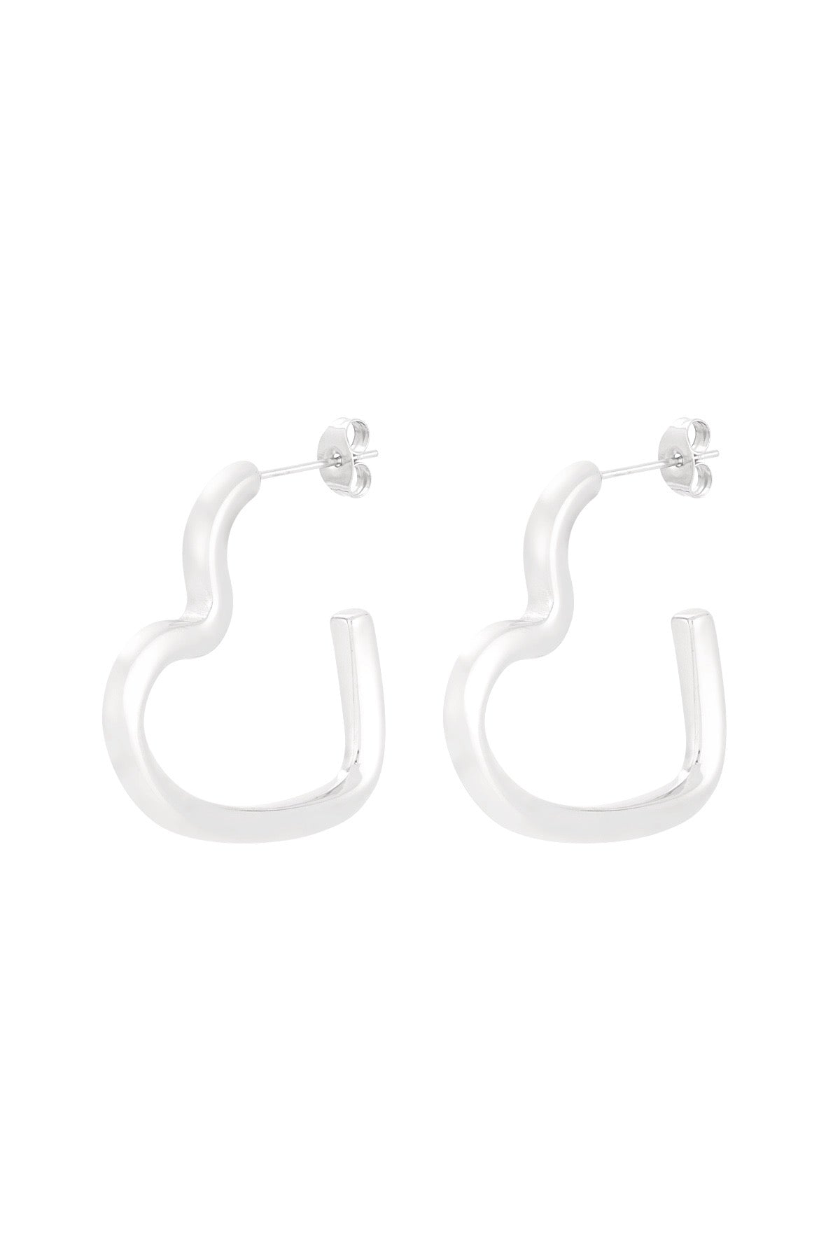 Hartvormige statement oorbellen stainless steel zilver