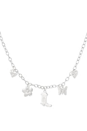 Bedelketting met hartjes, bloem, vlinder en cowboylaars LoveSieraden