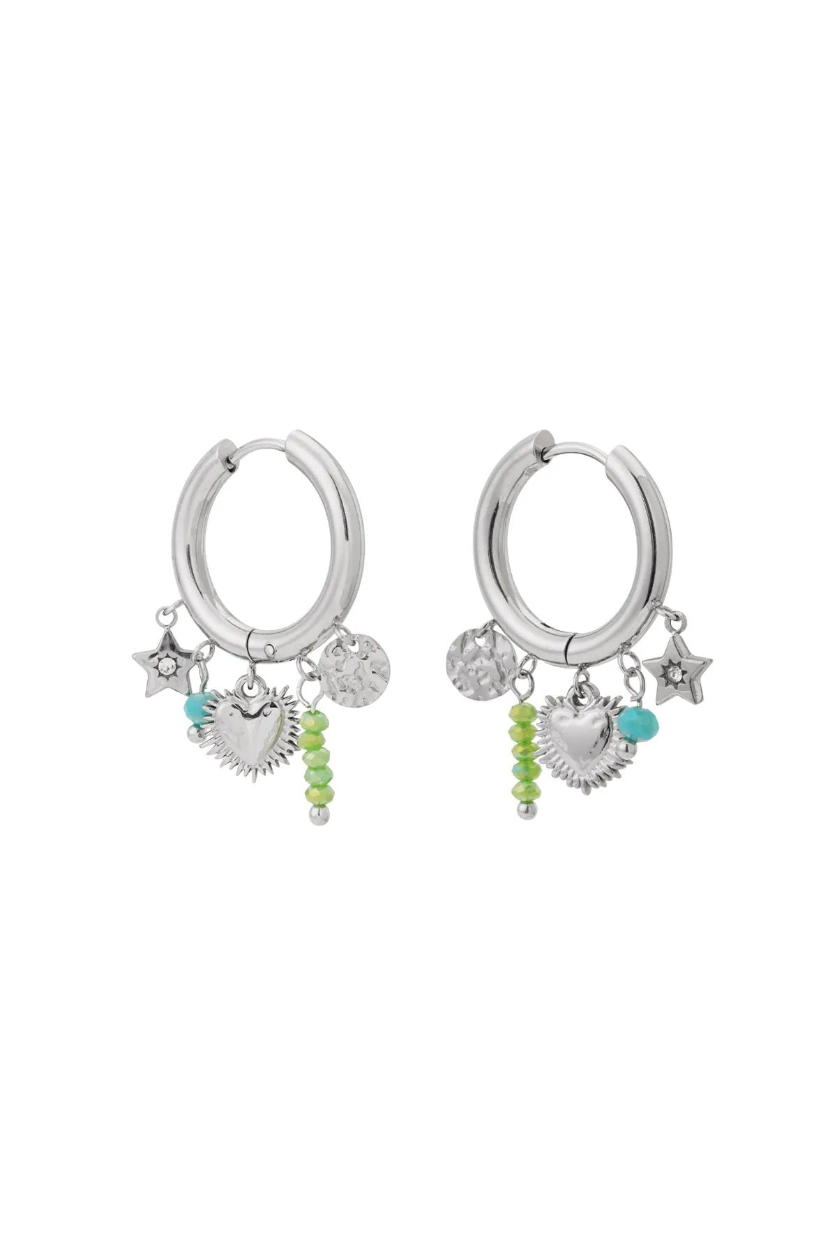 Oorbellen met bedels & gekleurde kraaltjes LoveSieraden