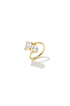 Verstelbare ring met twee zirkonia stenen goud & zilver LoveSieraden