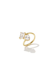Verstelbare ring met twee zirkonia stenen goud & zilver LoveSieraden