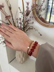 Armband kleurrijke harten en stainless steel LoveSieraden