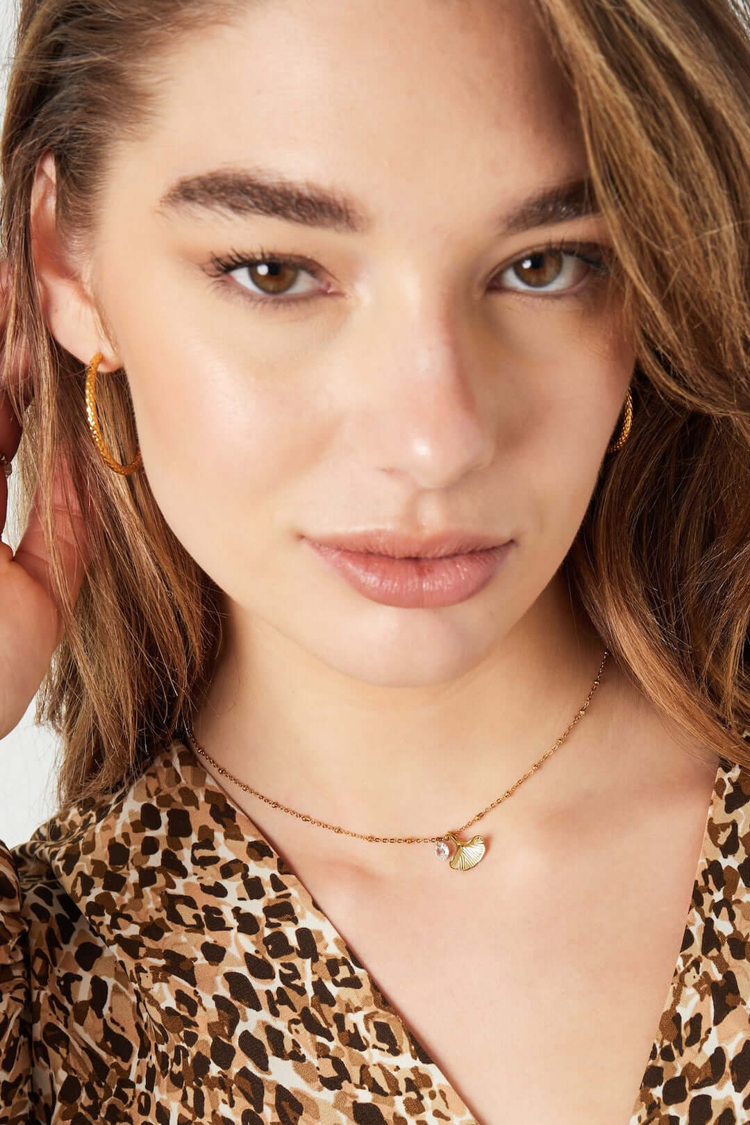 Ketting bolletjes en hanger blad model