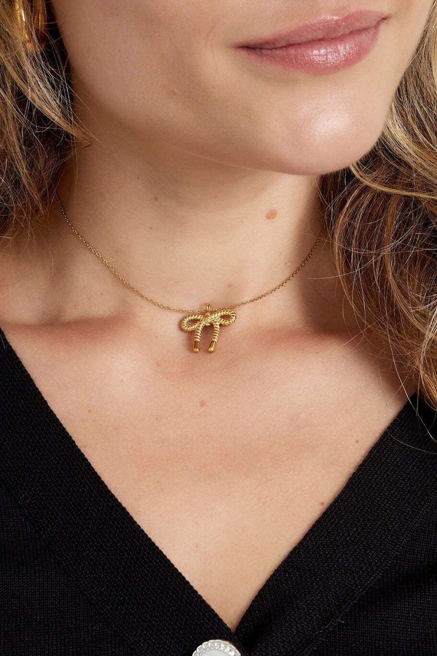 Ketting dames goud strik stainless steel model