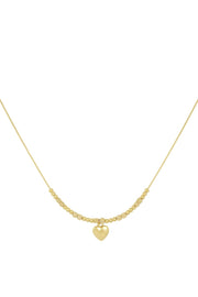 Ketting dames hartje en kralen stainless steel goud