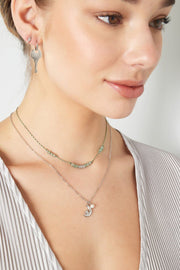 Ketting dames maan en parel stainless steel model