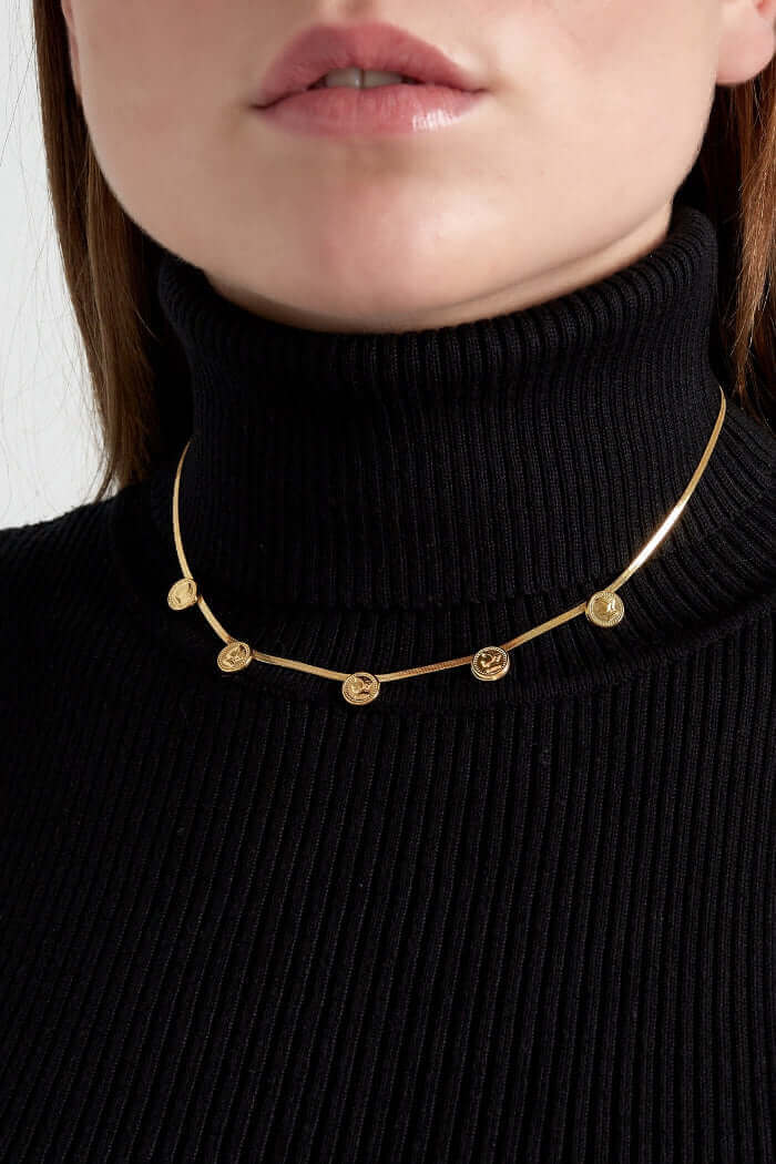 Ketting dames munten stainless steel model