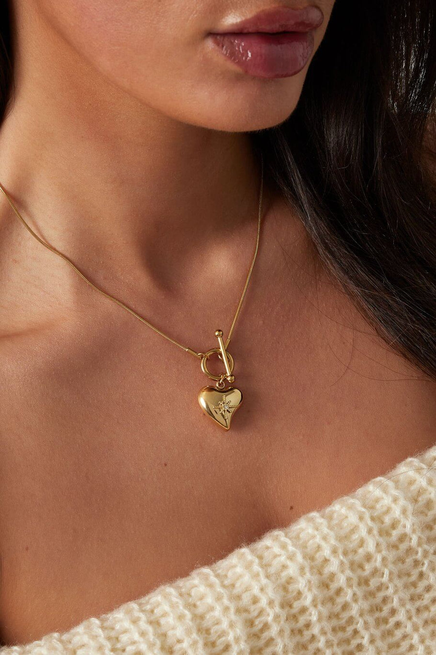 Ketting dames zilver groot hart model