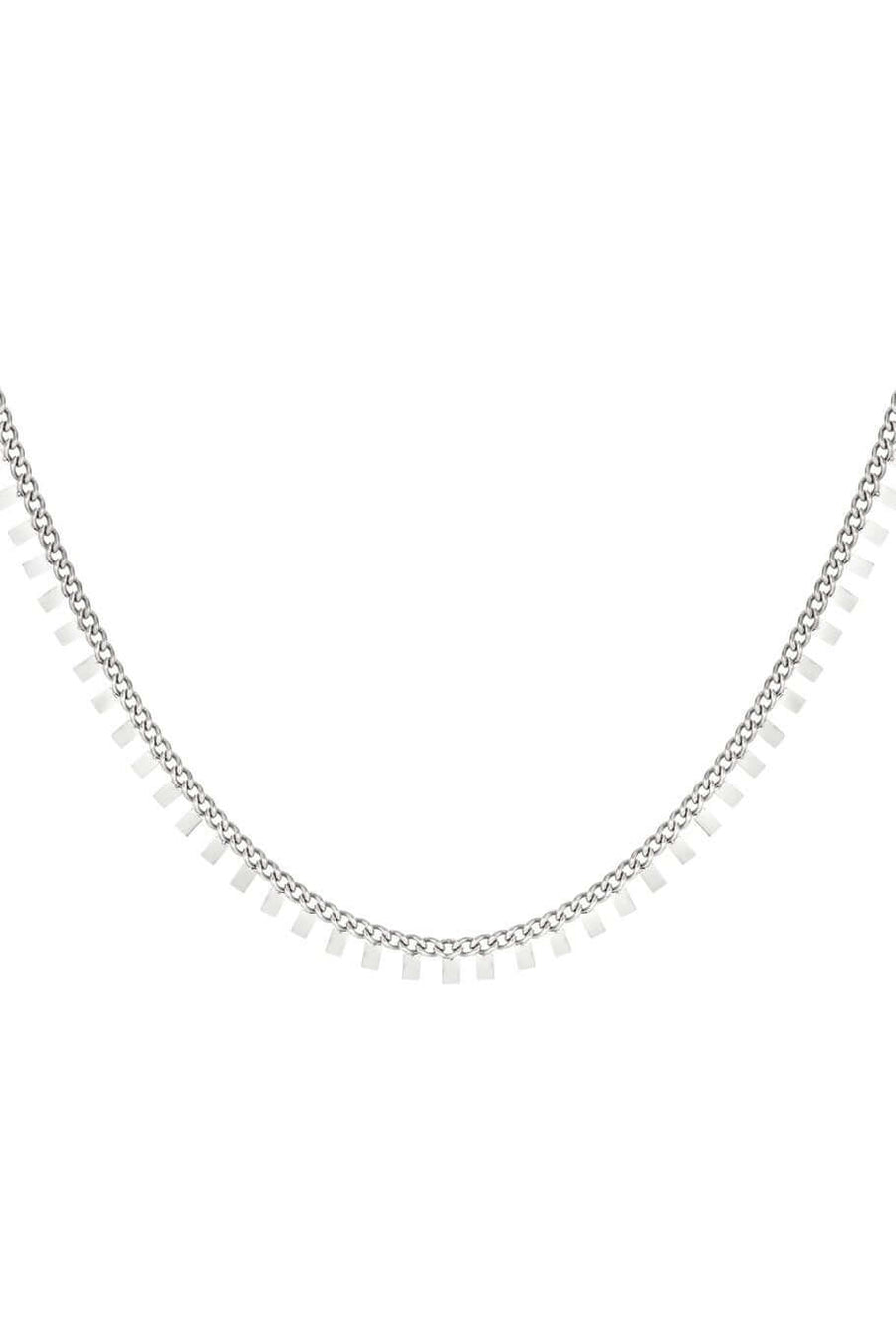 Ketting dames zilver vierkantjes stainless steel
