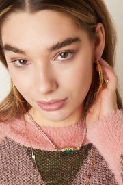 Ketting eye will met roze touw model