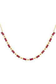 Ketting fuchsia en oranje gold plated