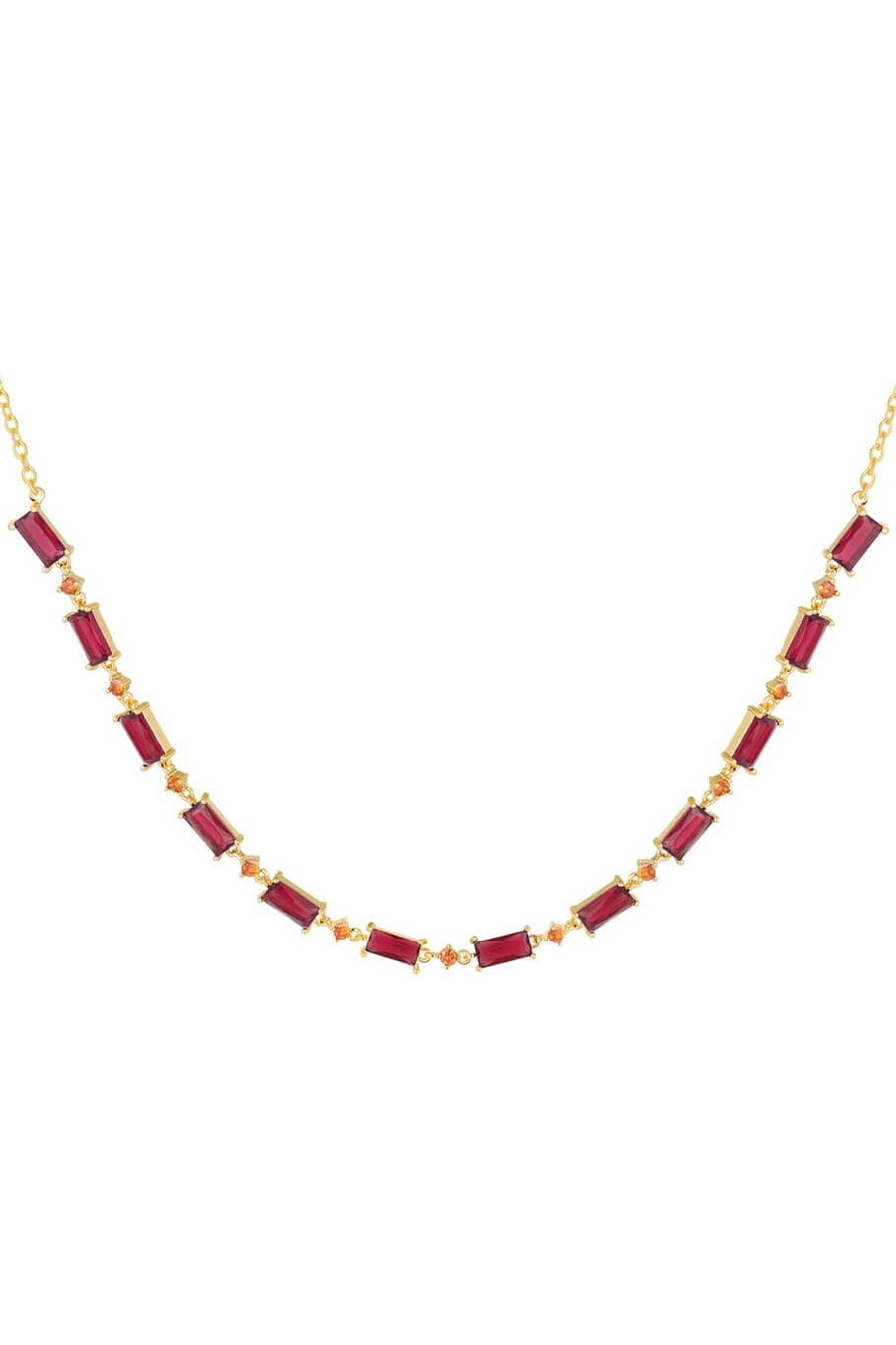 Ketting fuchsia en oranje gold plated