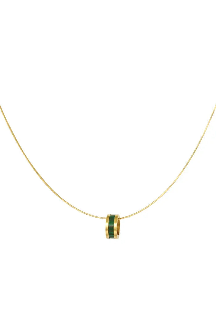 Ketting gekleurde ronde bedel stainless steel groen