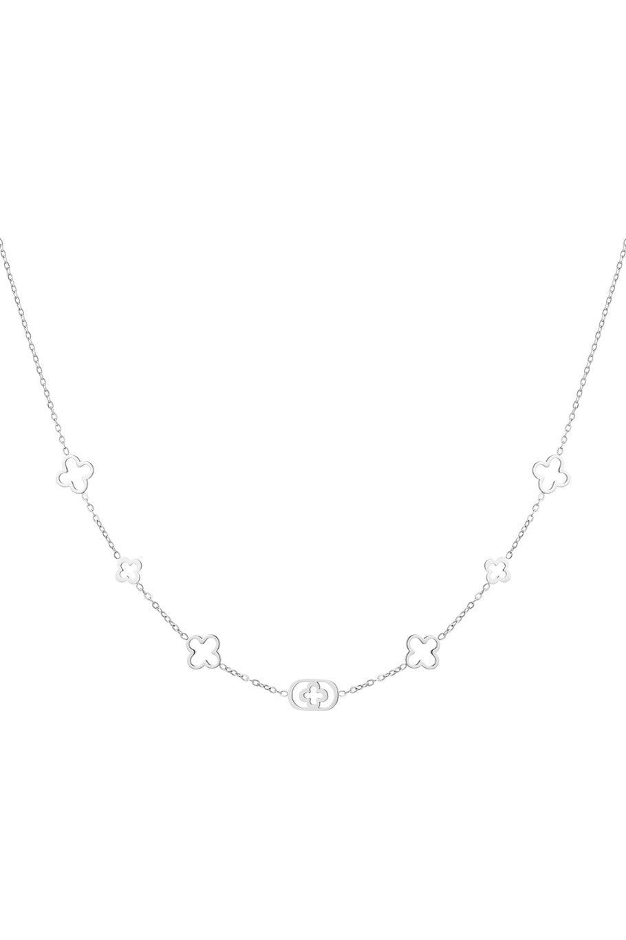 Ketting klavers zilverkleurig stainless steel