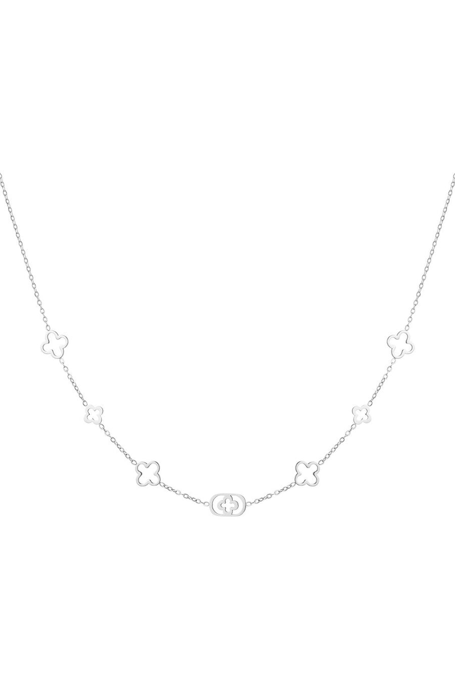 Ketting klavers zilverkleurig stainless steel